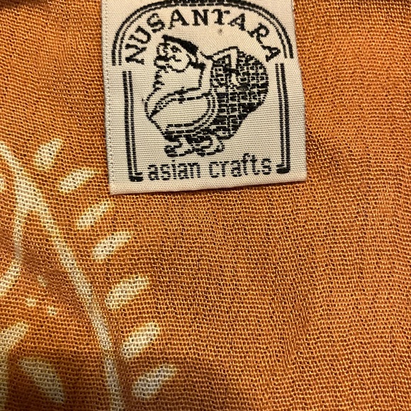 Nusantara Set Pants Shirt Orange Size Small Hippie Gauze button Up Swirl - Picture 9 of 9